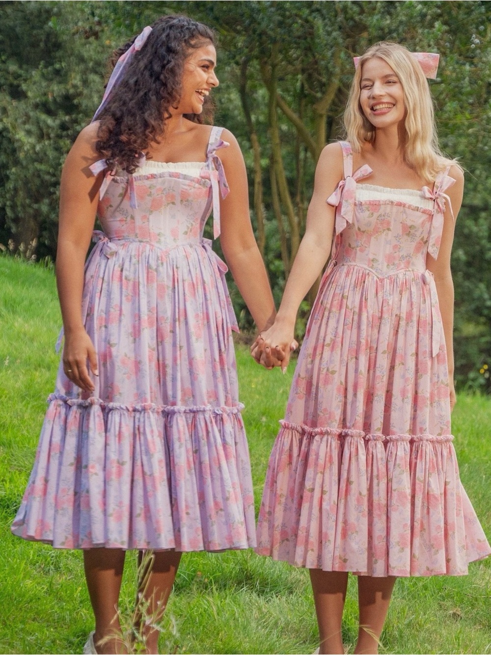Fairy Tong London Garden Symphony Corset Midi Dress in Pink - Picture 5 of 5